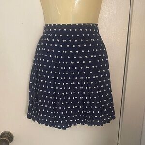 Forever 21 Navy and White Polka Dot Skater Skirt Medium
